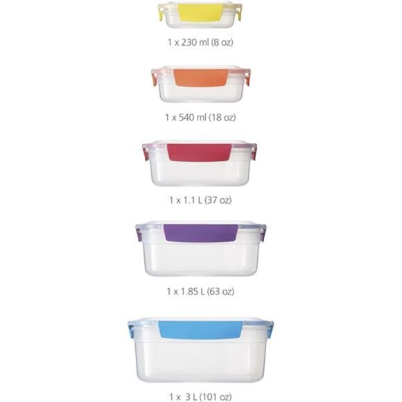 Plastic BPA Free Food Storage Container Set with Lockable Airtight Leakproof Lid - Picture 2 of 7